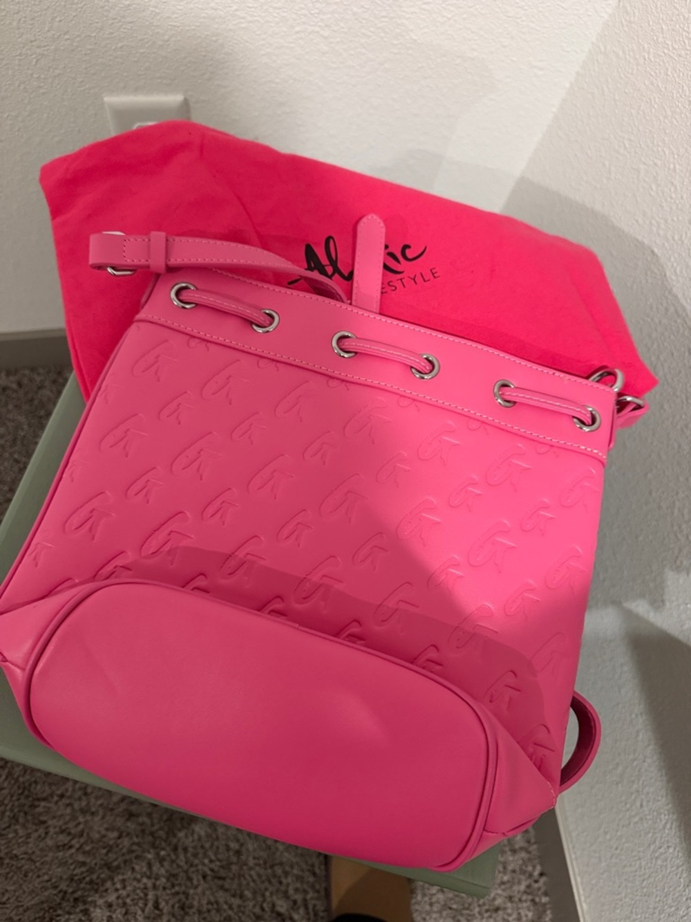 Glam-Aholic Pink Embossed Bucket Bag - Picture 2 of 4